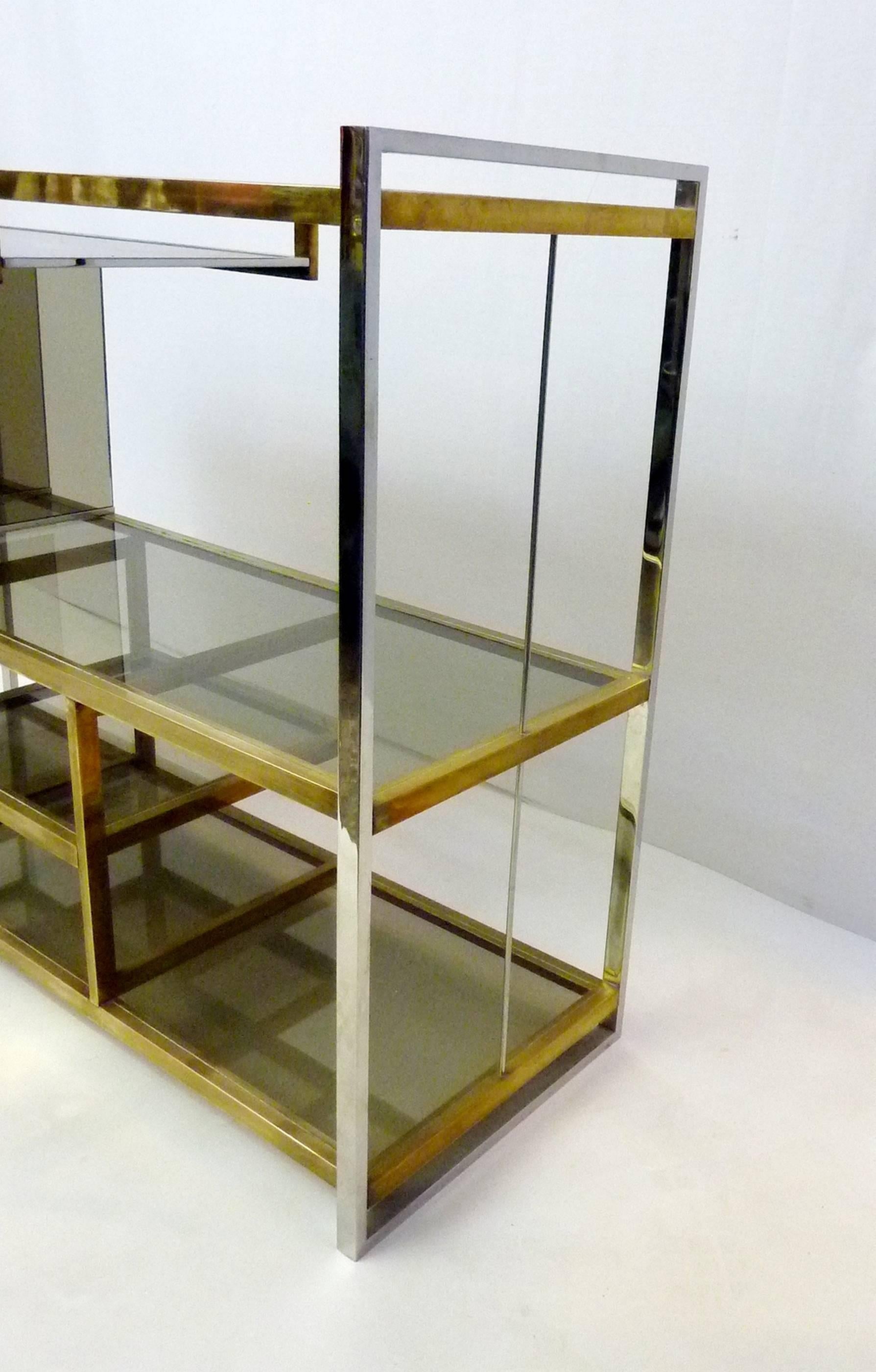 20th Century Italian Console in Brass and Chrome by Serantoni & Arcangeli