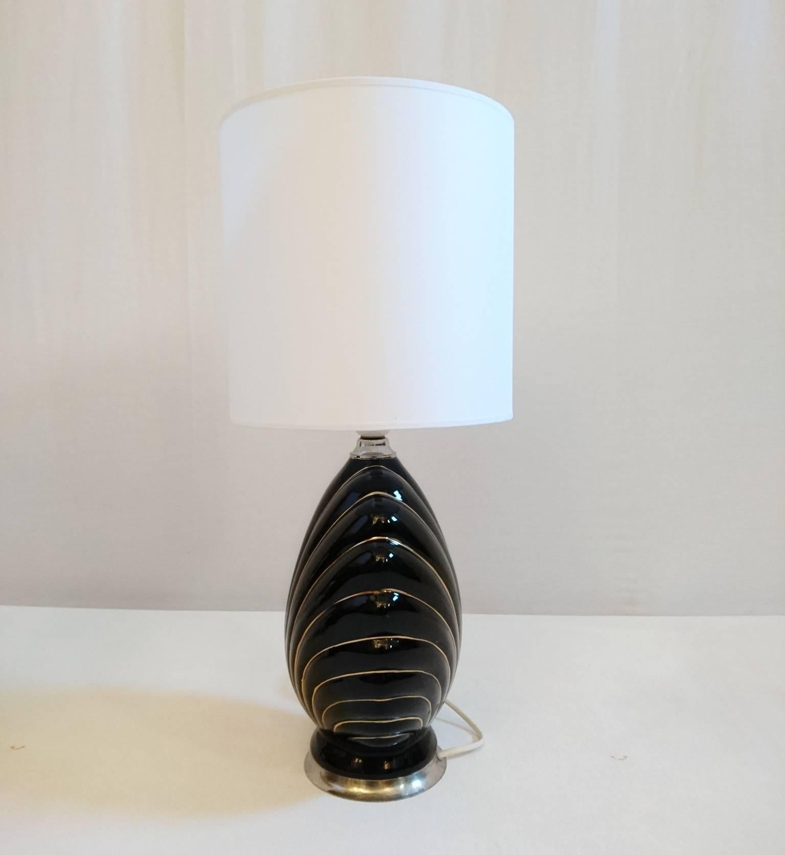 Art Deco Pair of Coquille Lamps in the style of Tommaso Barbi