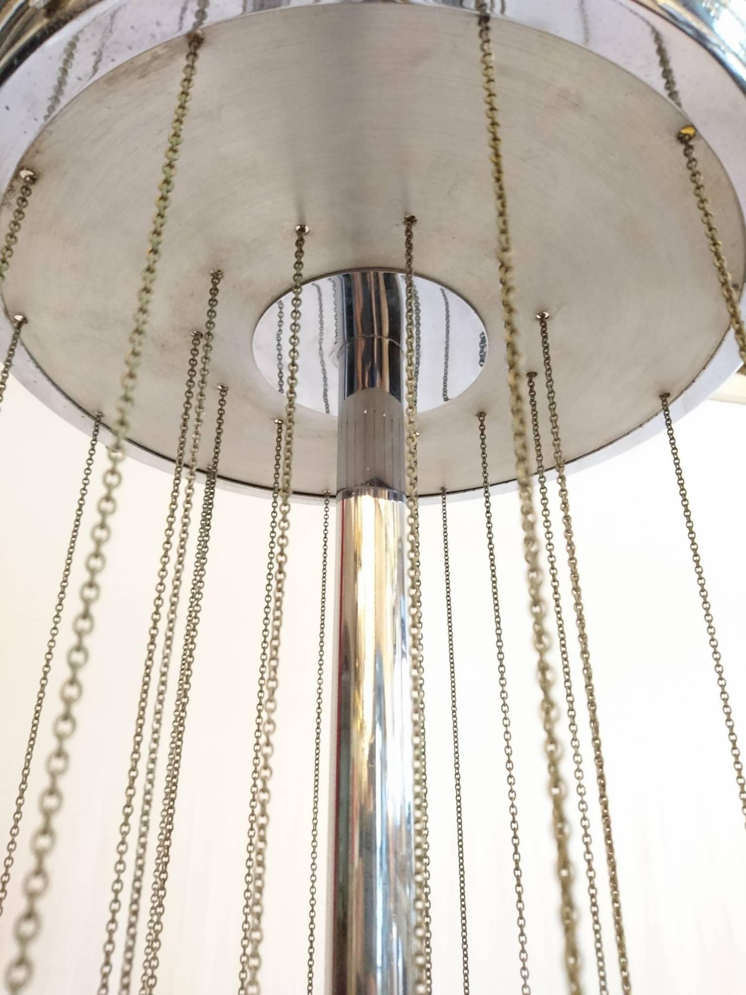 Italian Sciolari Glass Ball Chromed Chandelier, 1970s