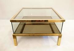 Sliding Top Coffee Table Glass and Brass