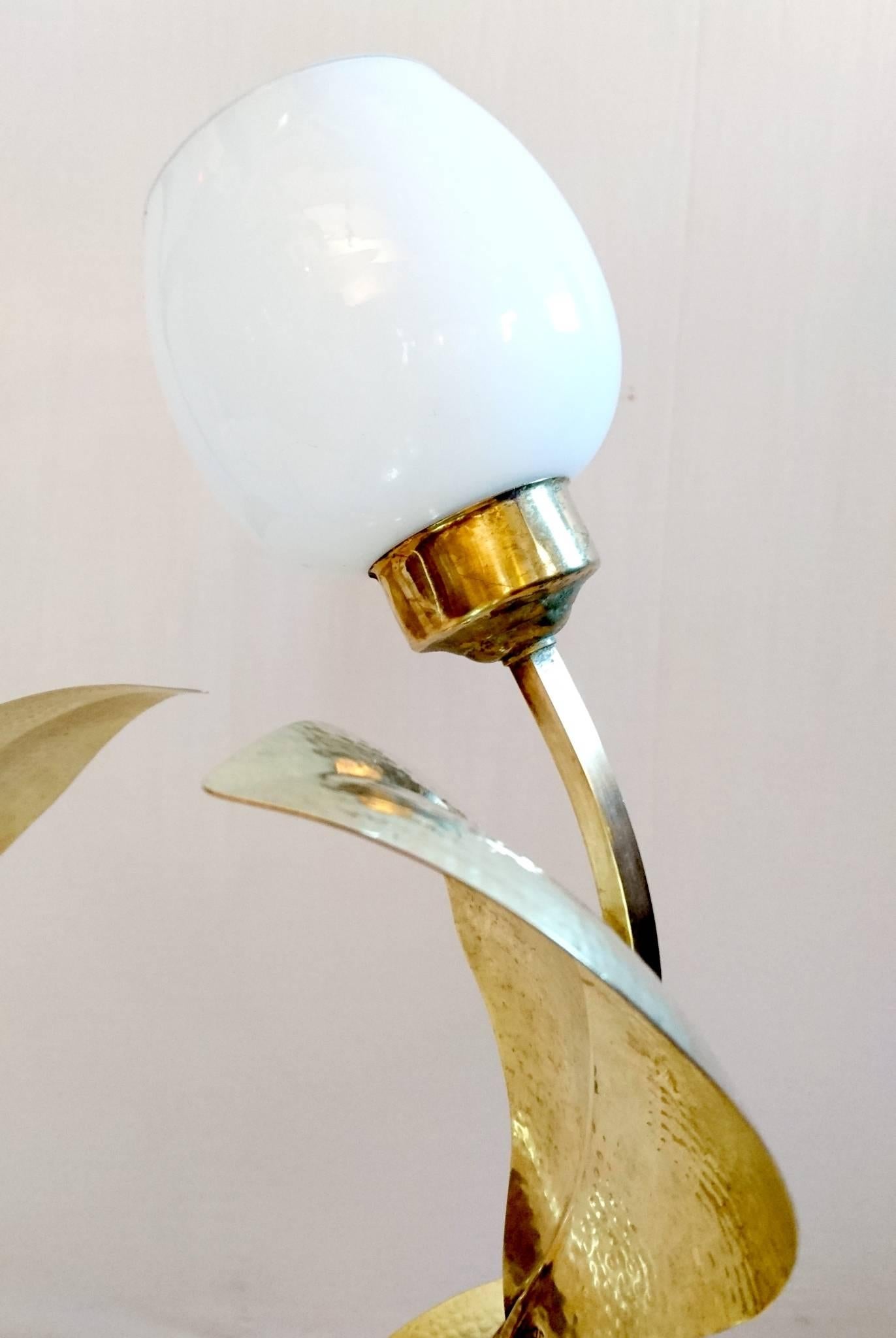 Mid-20th Century Flower Tree Floor Lamp in Brass