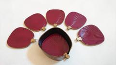 Italian Coaster Set in the Shape of Japanese Fans, 1950s
