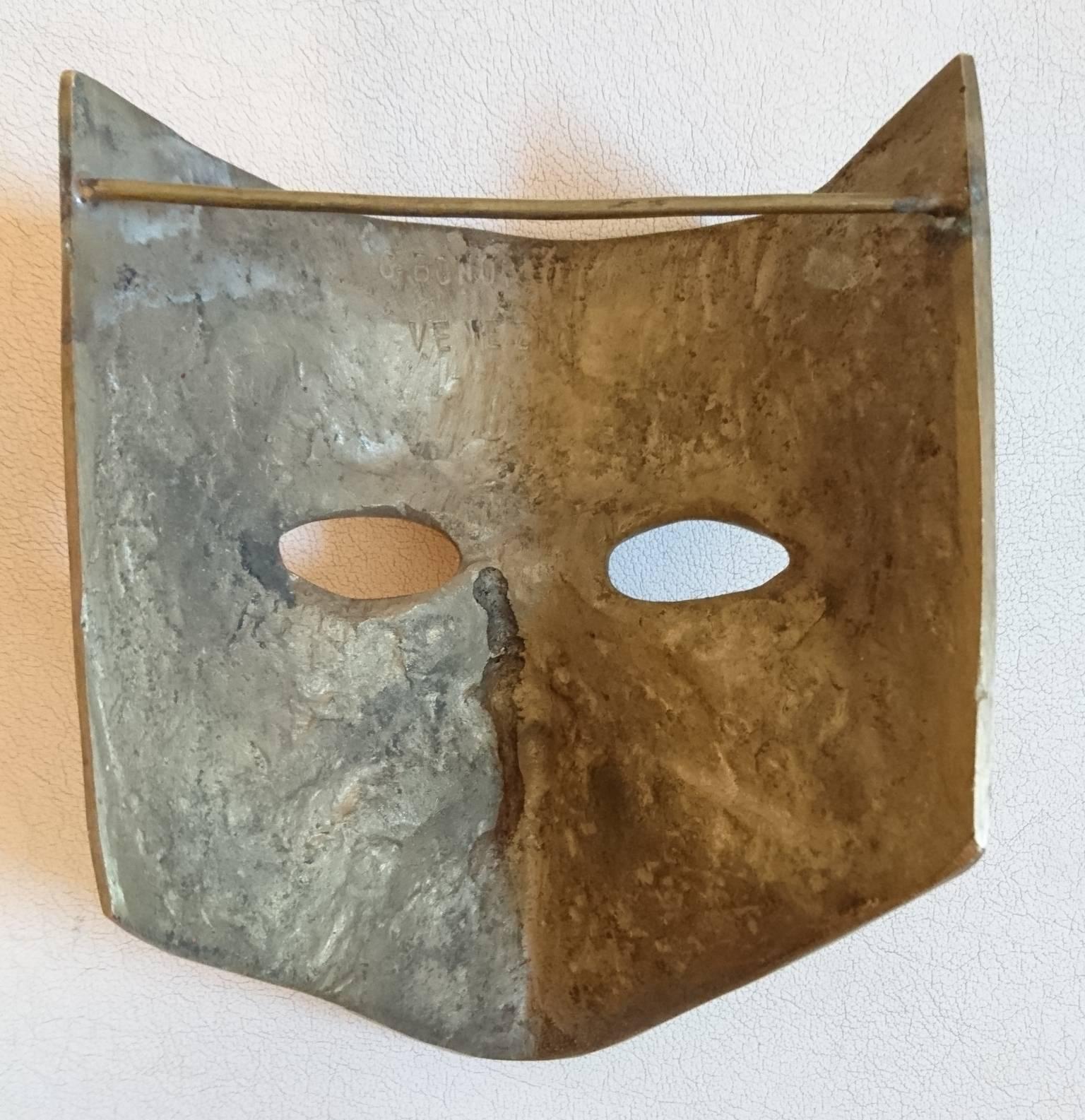 Italian Venetian Theatre or Masquerade Masks in Brass