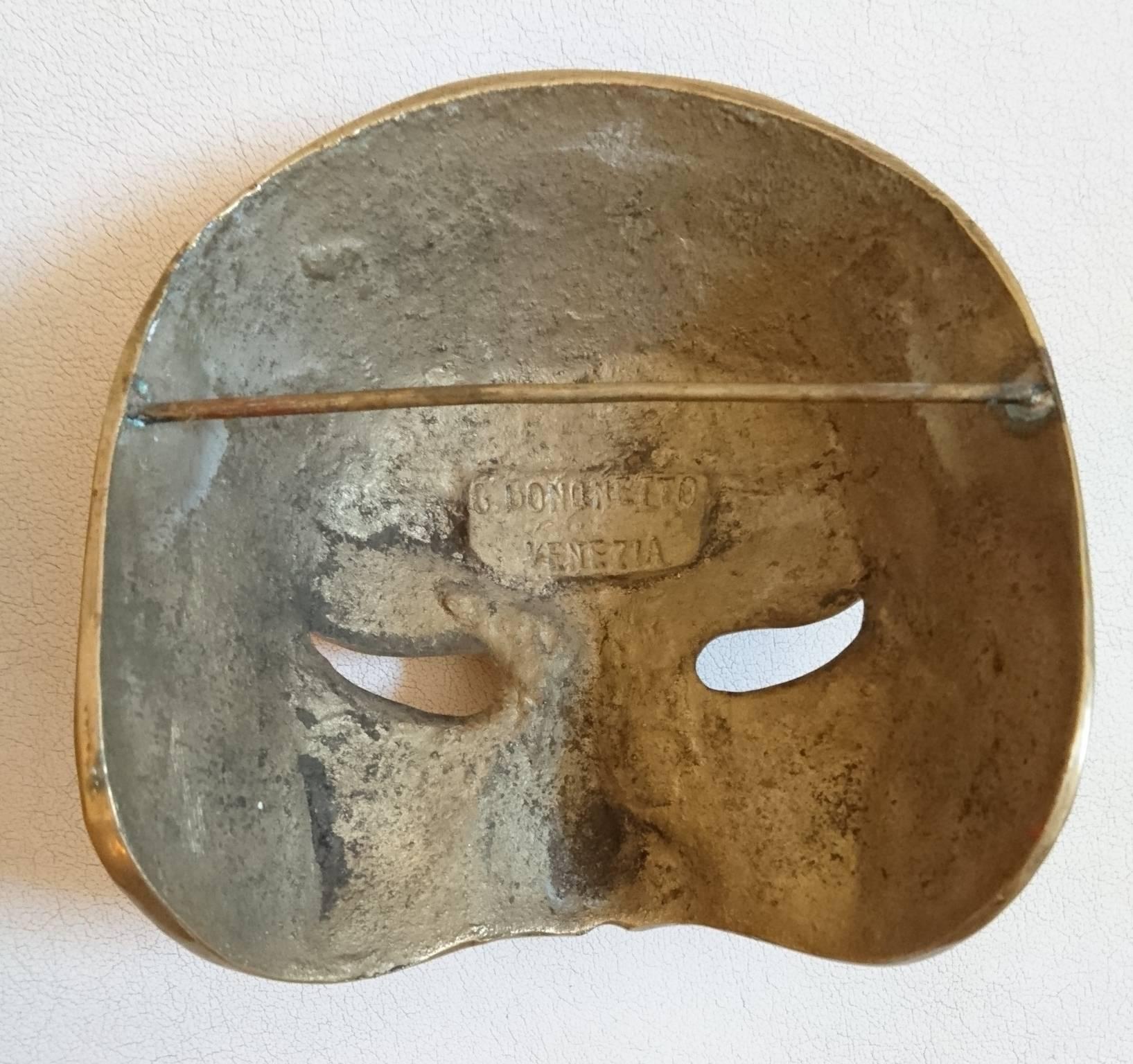 Venetian Theatre or Masquerade Masks in Brass In Excellent Condition In Albano Laziale, Rome/Lazio