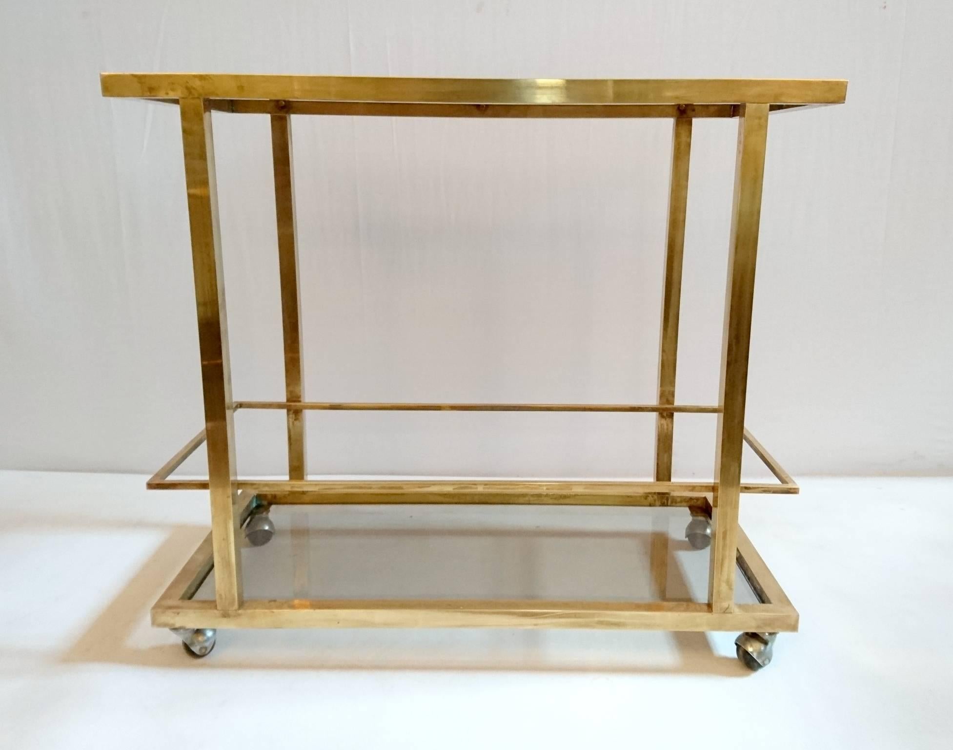 Bar Cart in Brass with Bottle Holder In Excellent Condition In Albano Laziale, Rome/Lazio