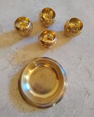 Gold Coated Shot Glasses in Brass with Tray