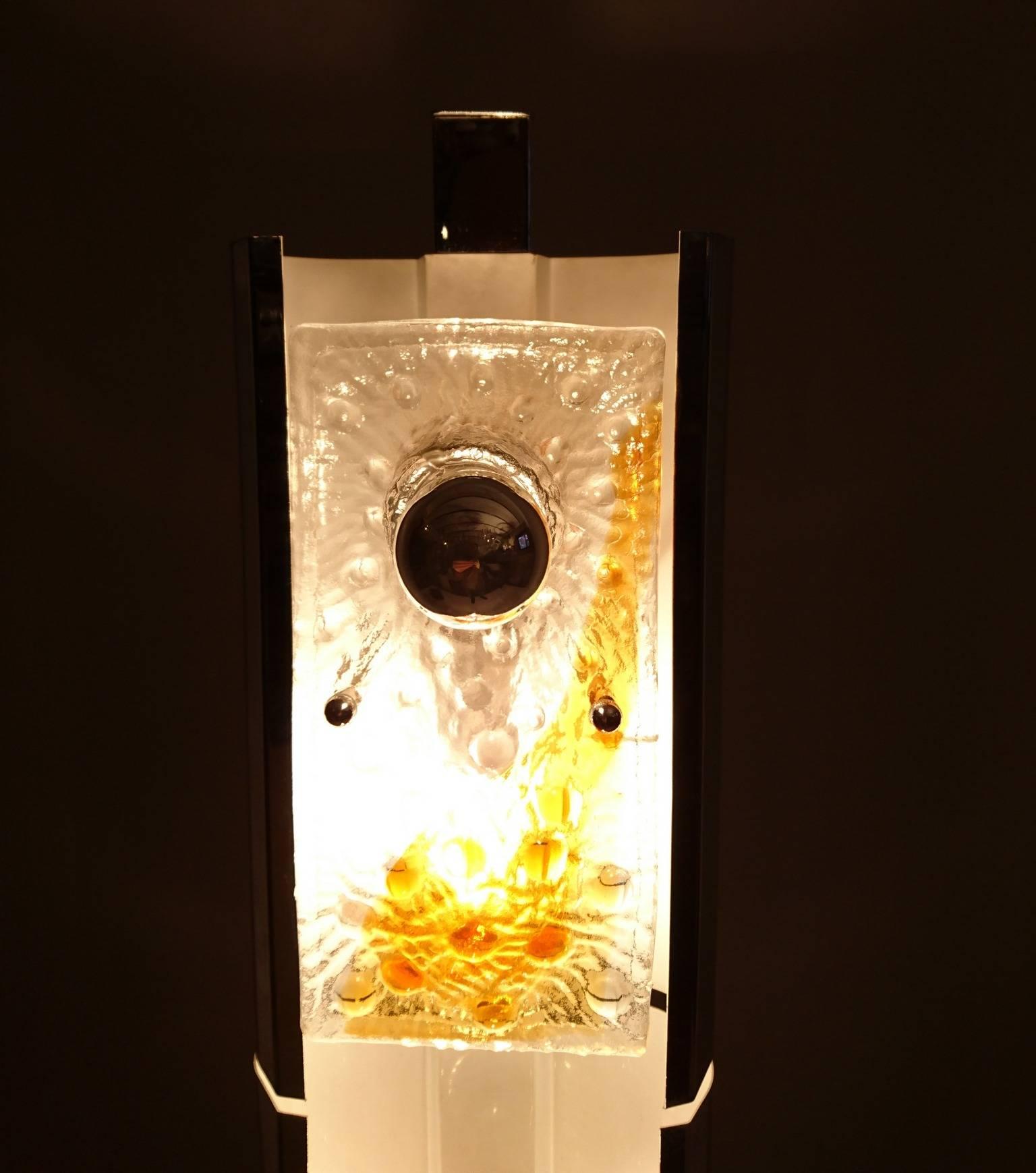 Mid-Century Modern Mazzega Floor Lamp in Glass and Chrome 