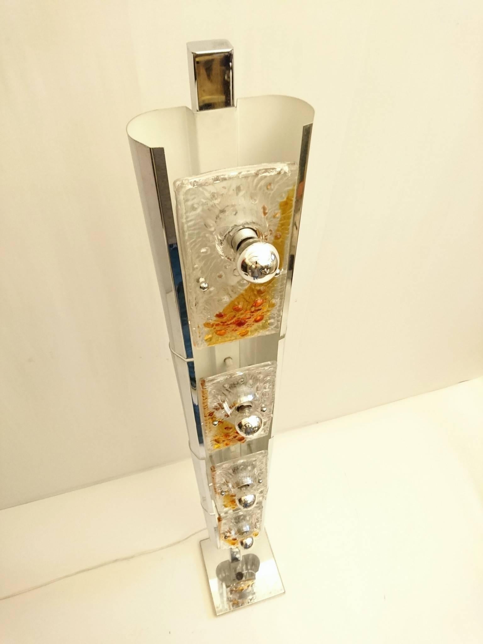Murano Glass Mazzega Floor Lamp in Glass and Chrome 