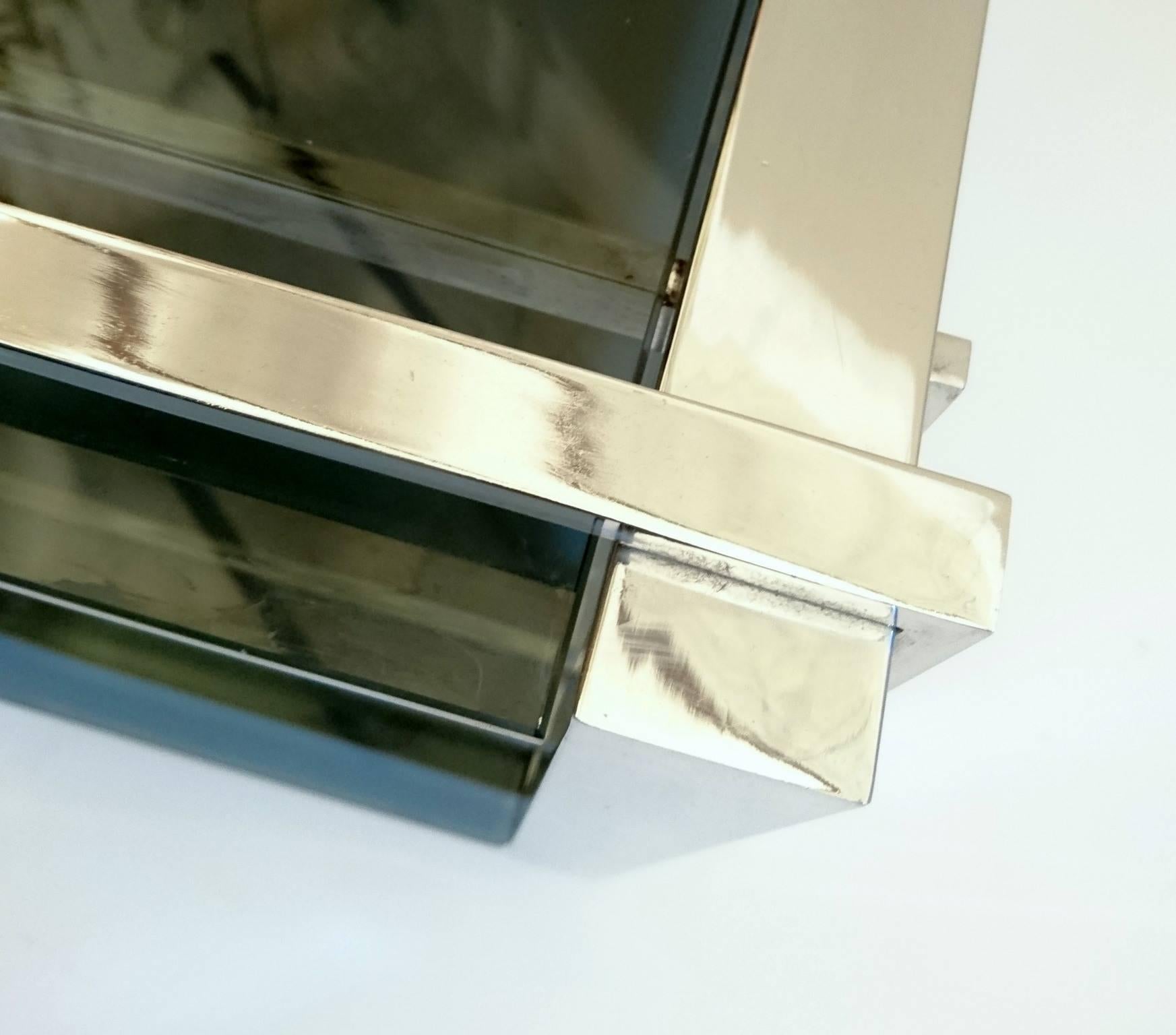 Italian Coffee Table in Chrome and Smoked Glass, Italy