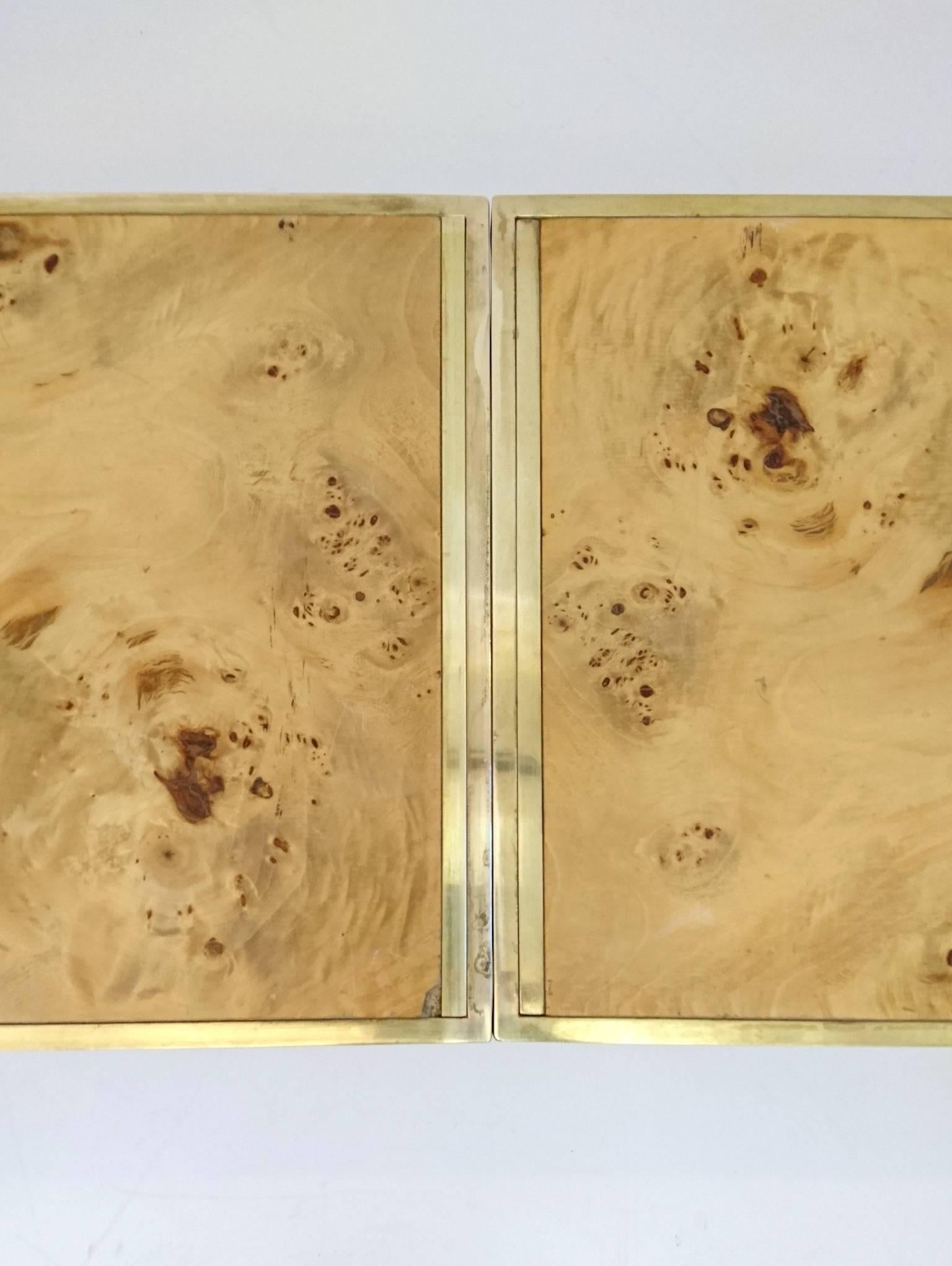 Multipurpose Italian Burl and Brass Shelf, Coffee Table or Side Table 1