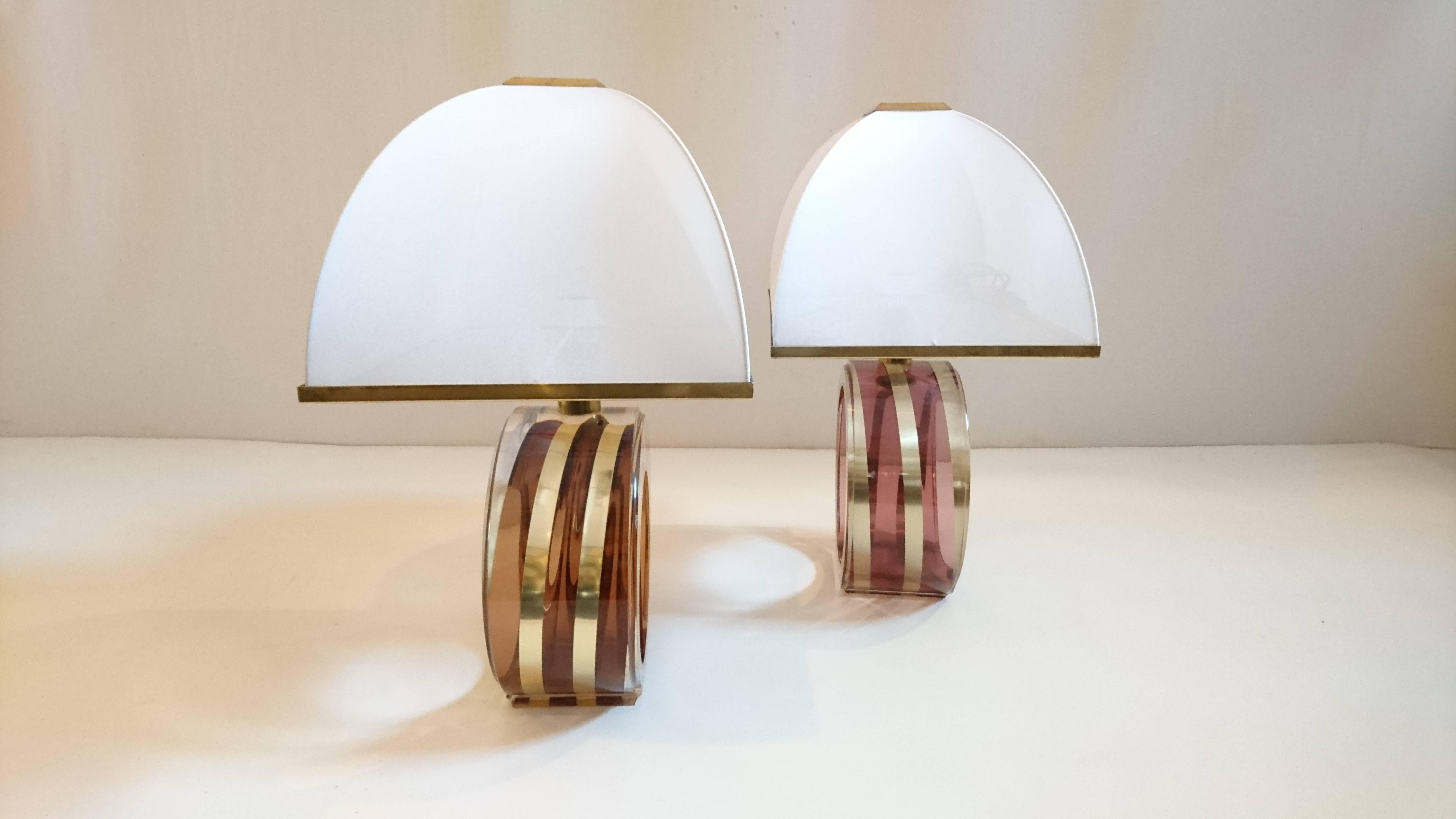 Pair of Lucite Table Lamps, Italy, 1970 In Excellent Condition In Albano Laziale, Rome/Lazio