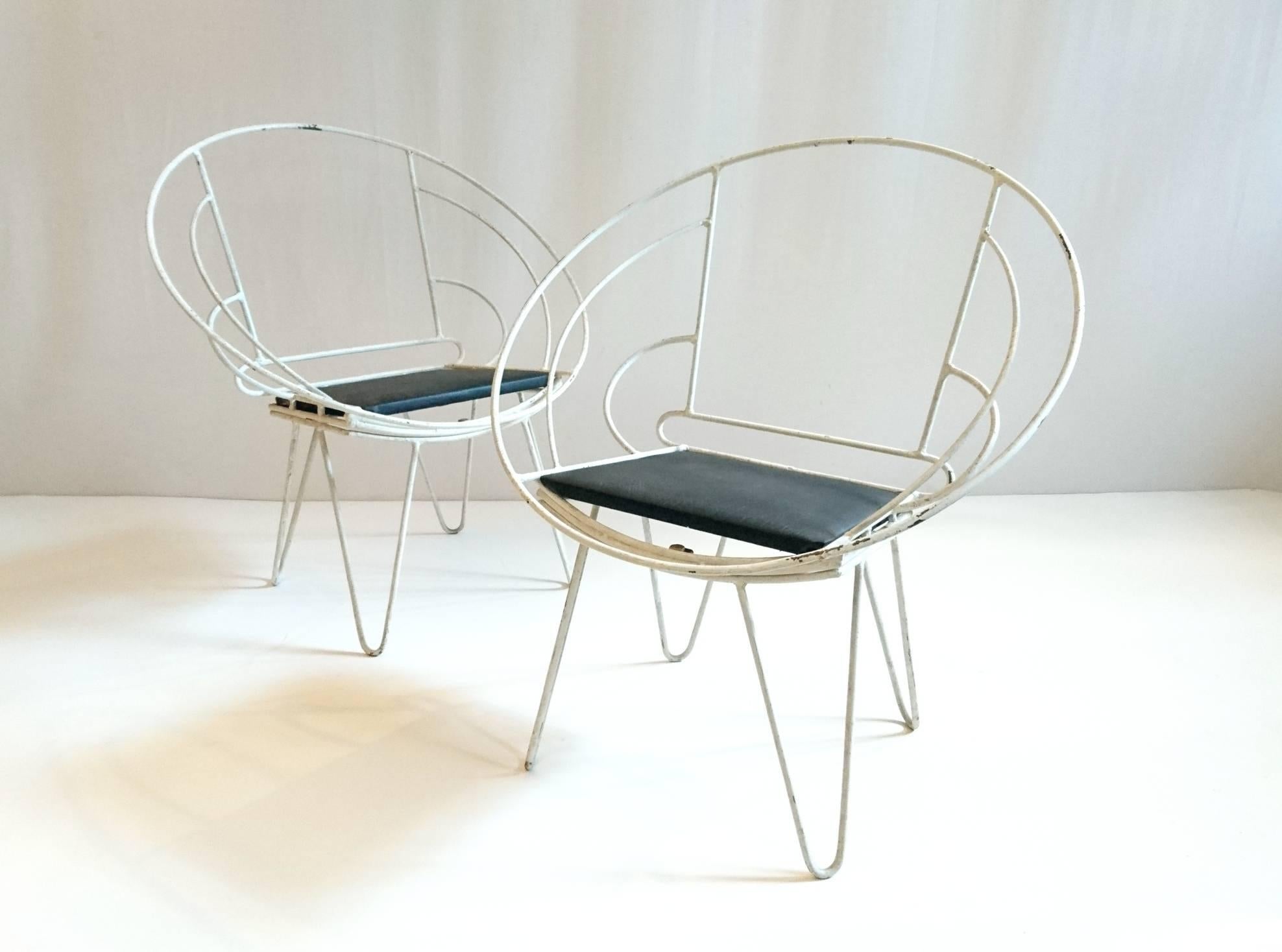 Swedish Art Deco Iron Deck Chairs in White Sweden 