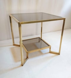 Italian Quare Brass End or Coffee Table, 1970