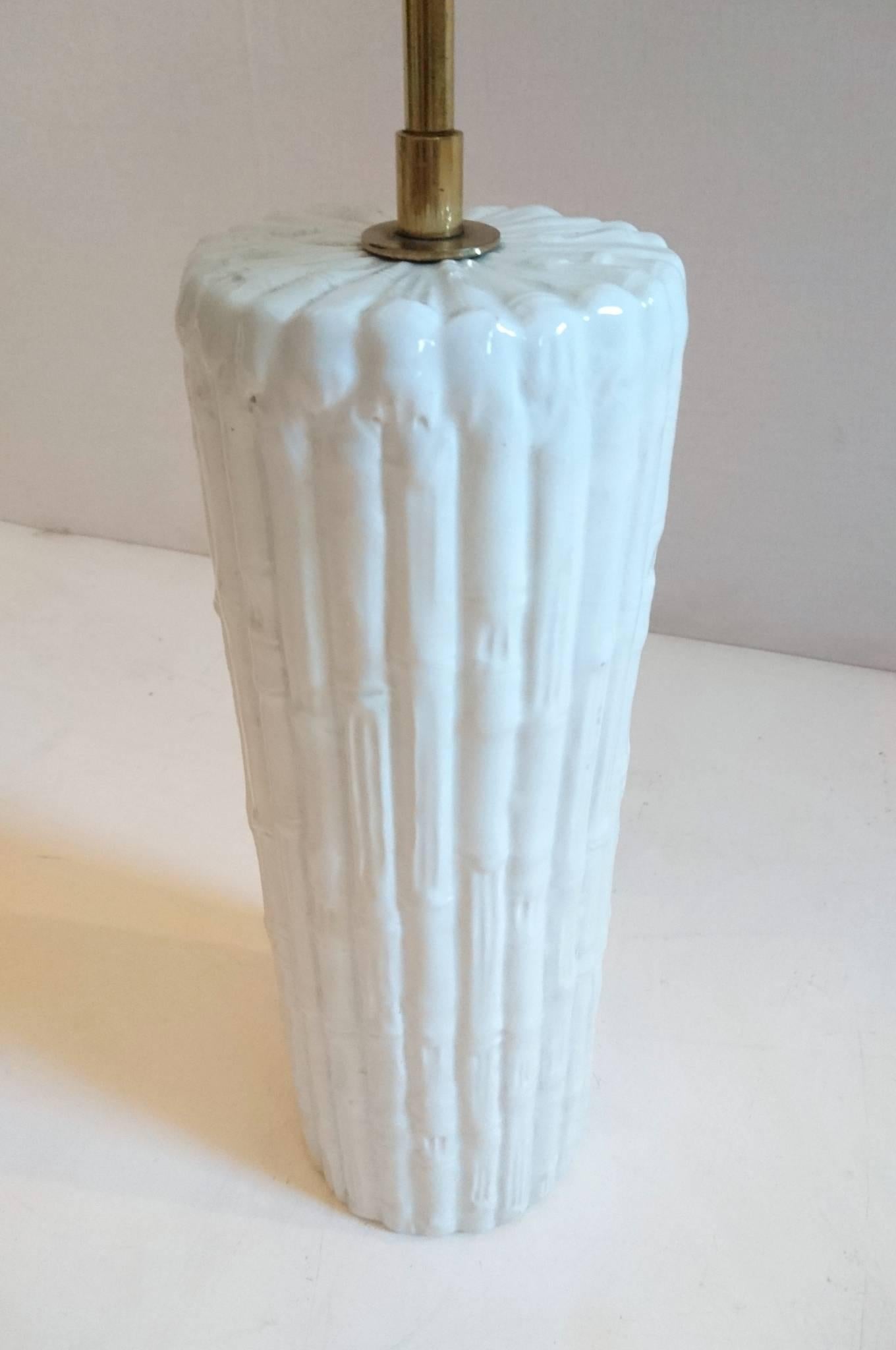Mid-Century Modern Faux Bamboo Table Lamp in Porcelain, Italy