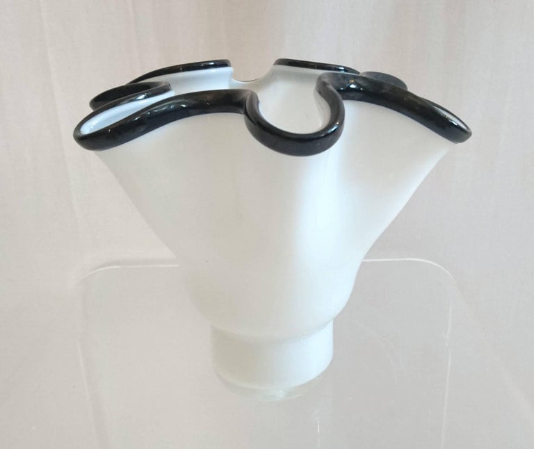 Murano Glass Vase White and Black Italy at 1stDibs