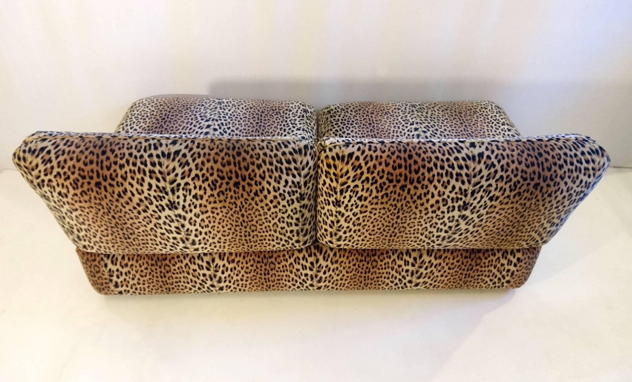 Vintage Sofa in Leopard Velvet by Cyrus Company Italy 1