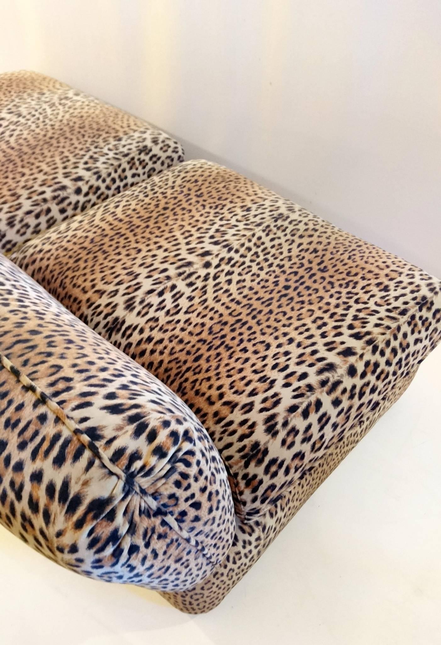 Hollywood Regency Vintage Sofa in Leopard Velvet by Cyrus Company Italy