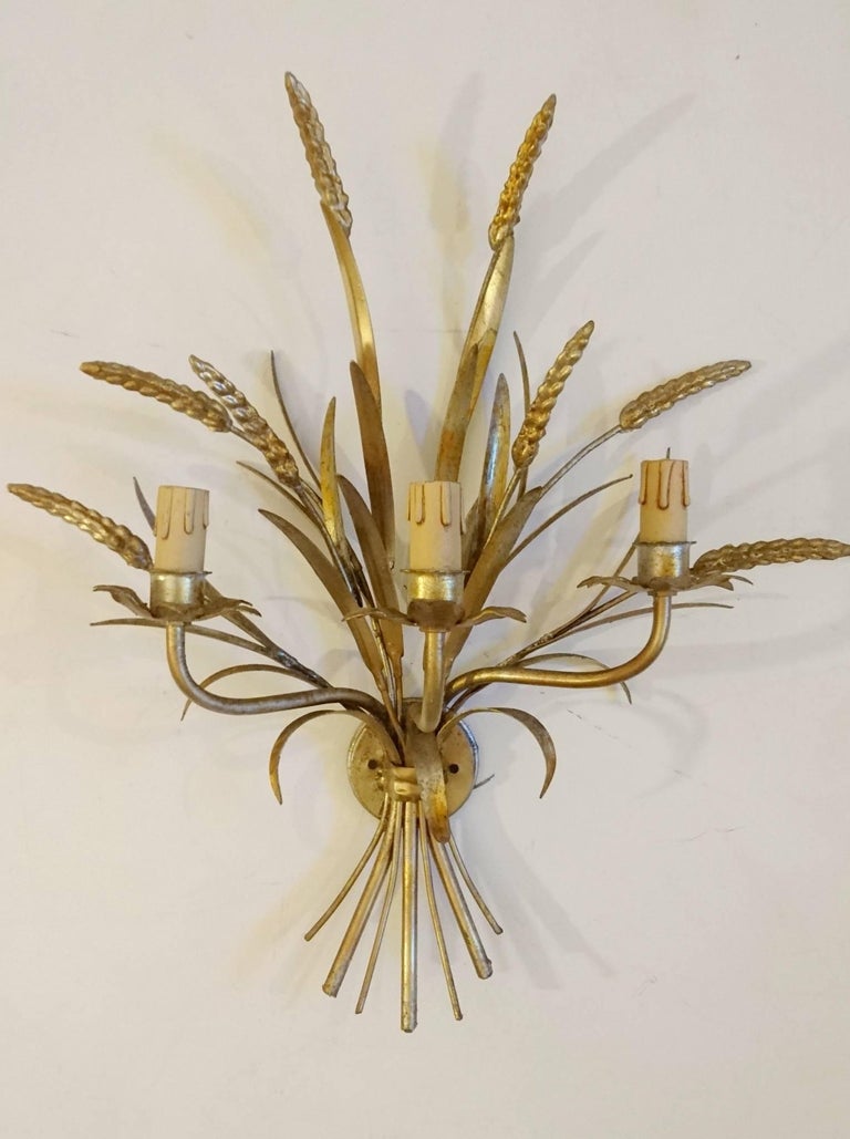 Pair of Italian Wheat Sheaf Wall Sconces at 1stdibs
