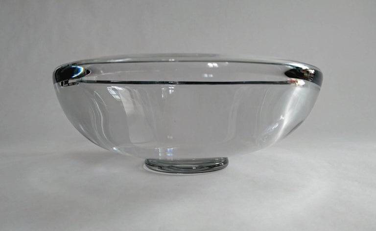 Midcentury Handmade Swedish Crystal Bowl For Sale at 1stDibs