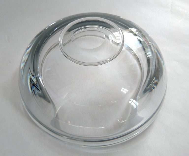 Midcentury Handmade Swedish Crystal Bowl For Sale at 1stDibs