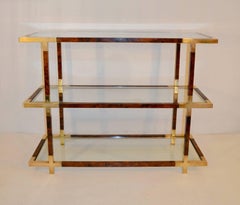 Etageré in Burl and Brass, Italy, 1970s