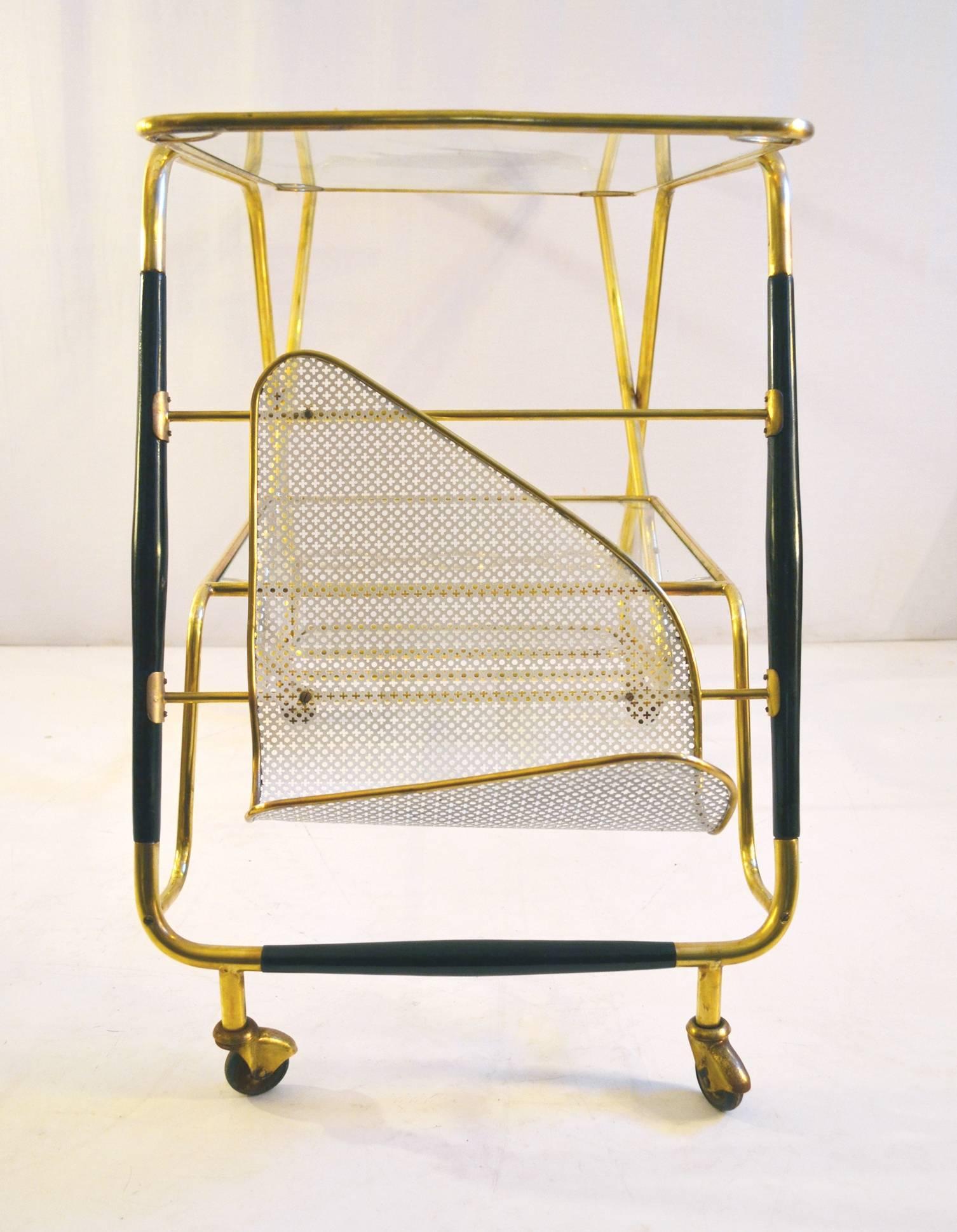 Mid-Century Modern Large Bar Cart by Cesare Lacca, Italy