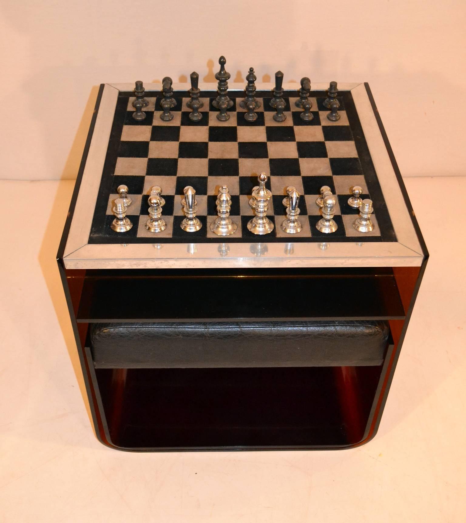 20th Century Chess Table in Lucite with Stools Italy