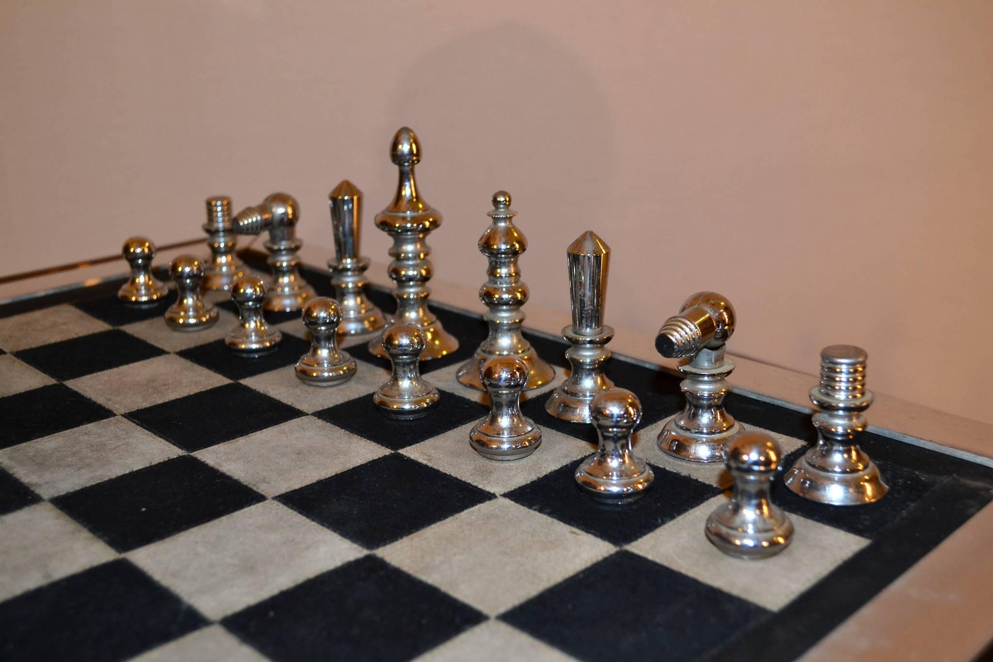 Italian Chess Table in Lucite with Stools Italy