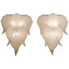 Midcentury Leaf Murano Glass Wall Sconces