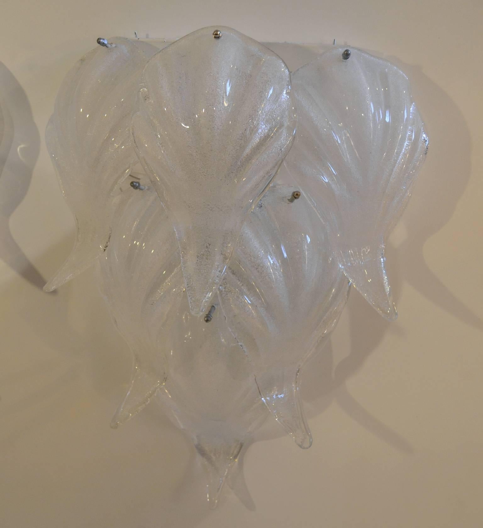 Mid-20th Century Midcentury Leaf Murano Glass Wall Sconces