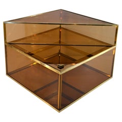 Cocktail Table in Glass and Brass Made in Italy