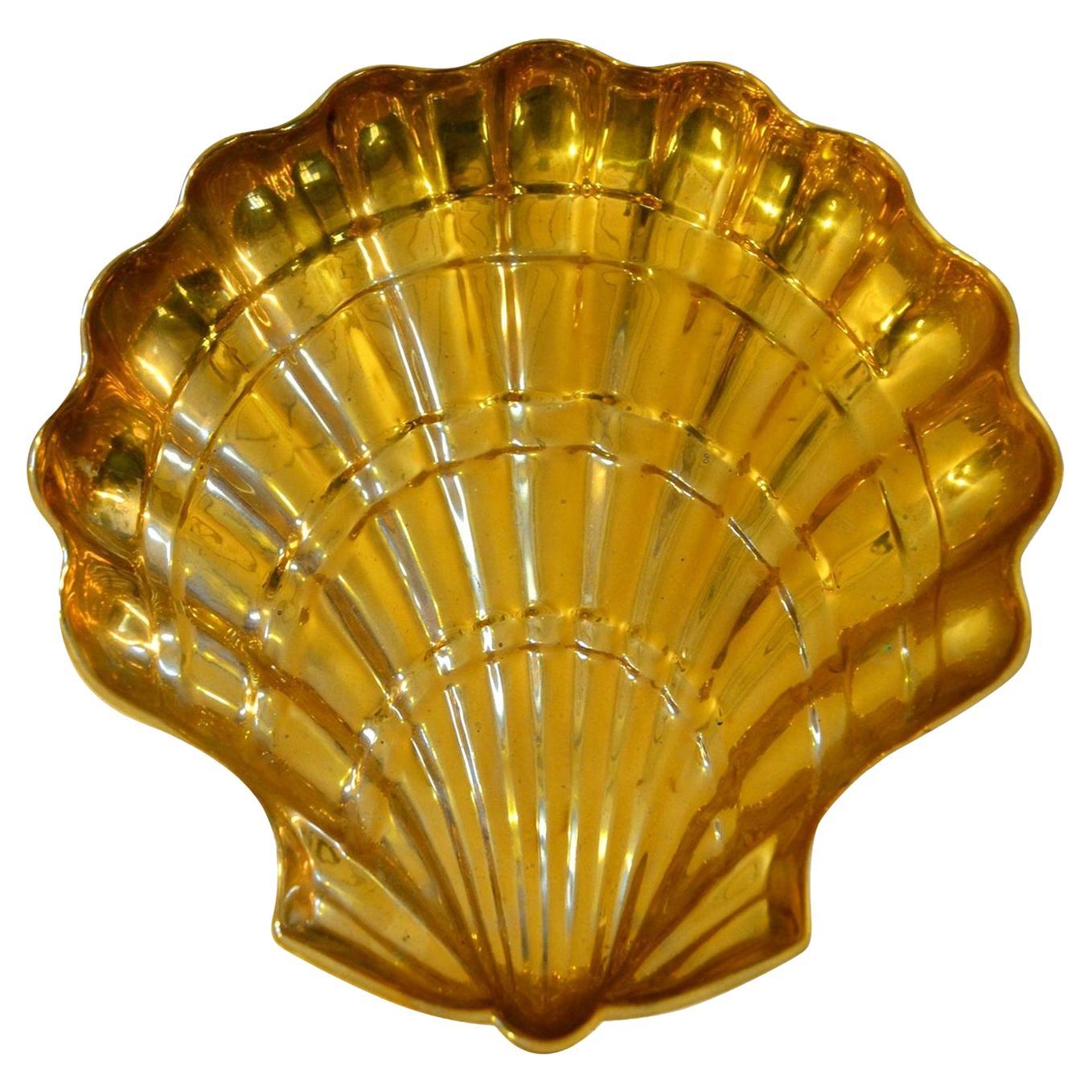 Italian Large Clam Shell Bowl in Brass For Sale