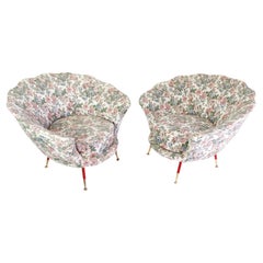Pair of Midcentury Italian Clam Shell Armchairs