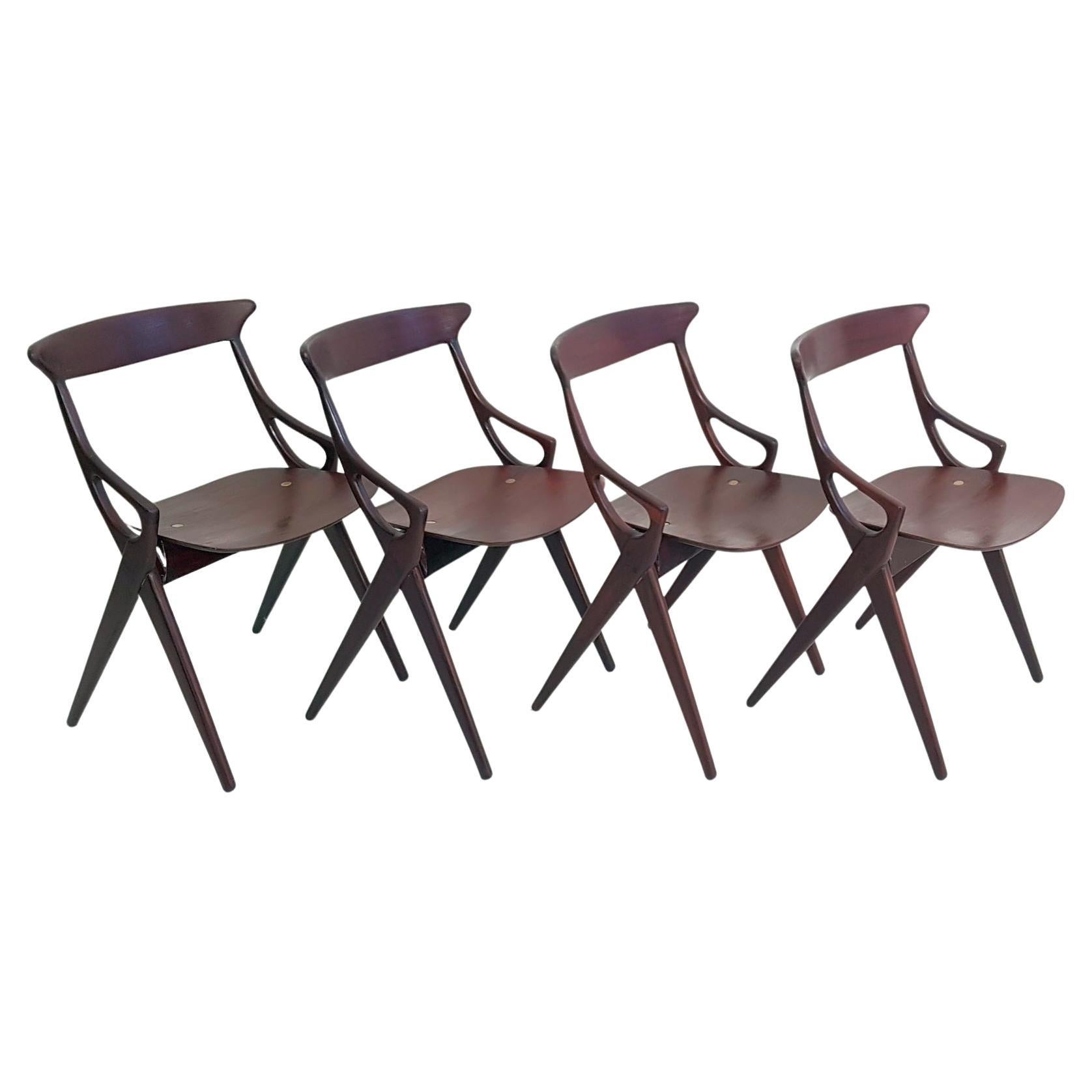 Set of 4 Dining Chairs by Arne Hovmand Olsen for Mogens Kold, Denmark, 1959