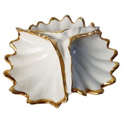 Mid Century Clam Shell Porcelain Bowl by Capodimonte, Italy