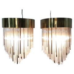 Italian Vintage Wall Sconces in Brass and Glass, 1970's