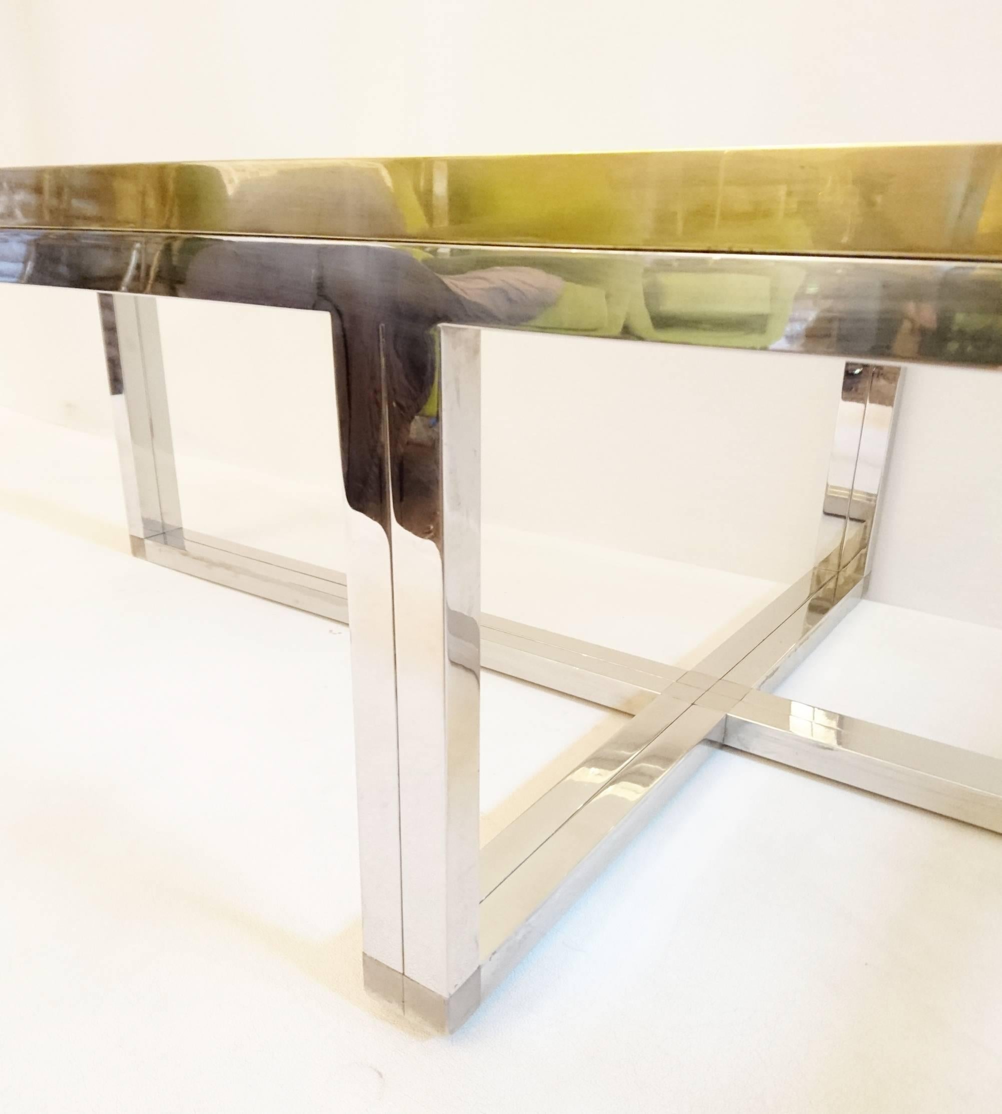20th Century Coffee Table by Romeo Rega in Brass and Chrome