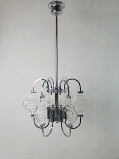 Kronleuchter von Sciolari aus Glas und Chrom, Italien, 1960