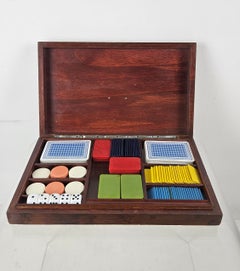 Mid-Century Italian Burl Wood and Brass Games Box, Mid-Century