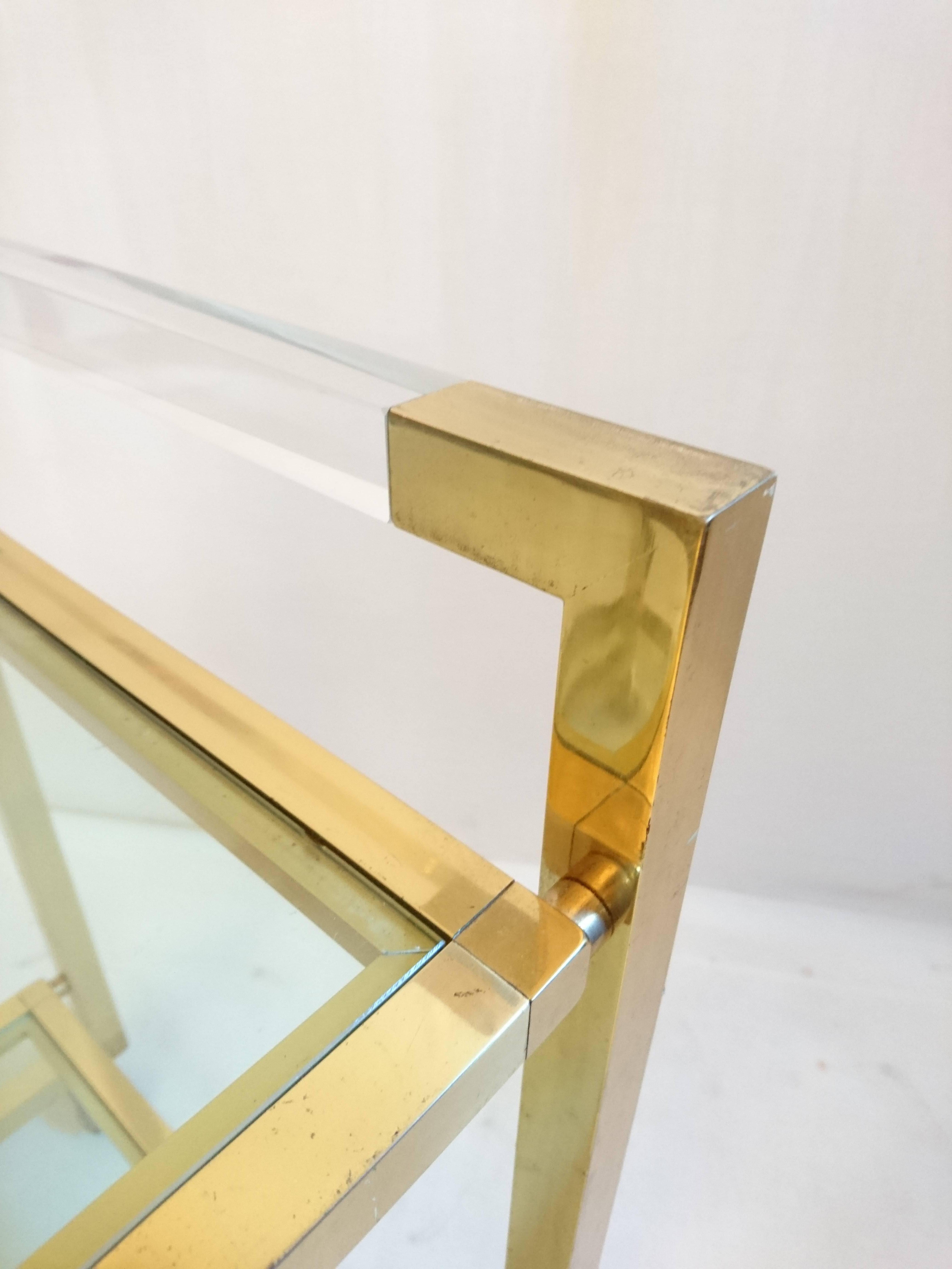 20th Century Bar Cart in Brass and Lucite, Italy, 1970s