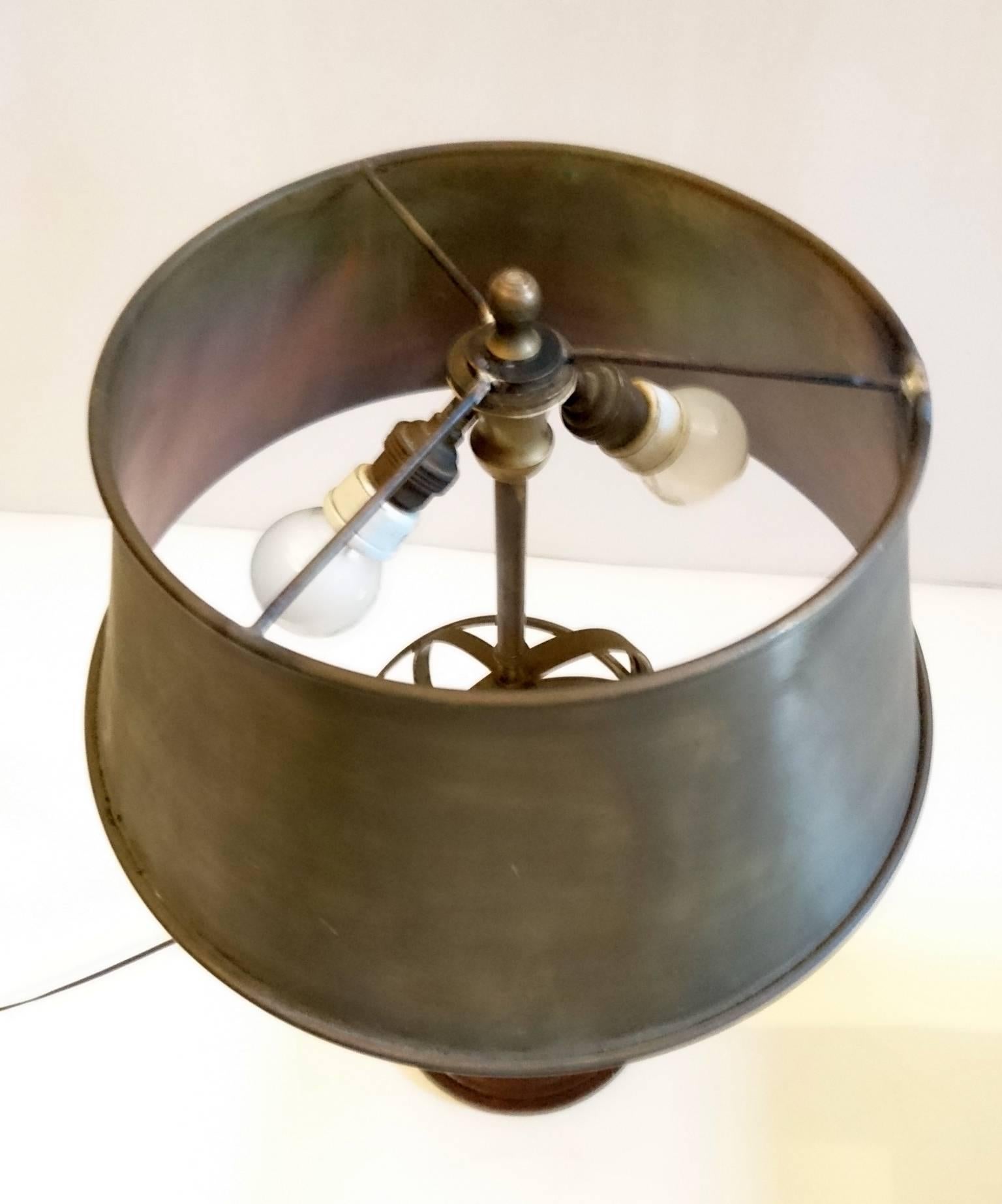 Italian Sundial Table Lamp in Patinated Brass