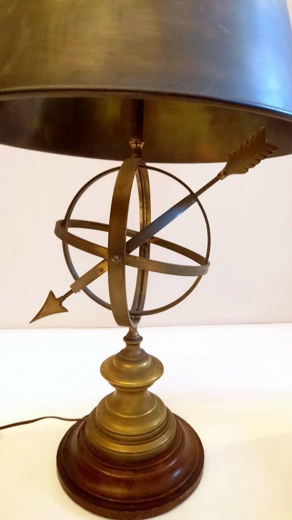 Colonial Revival Sundial Table Lamp in Patinated Brass