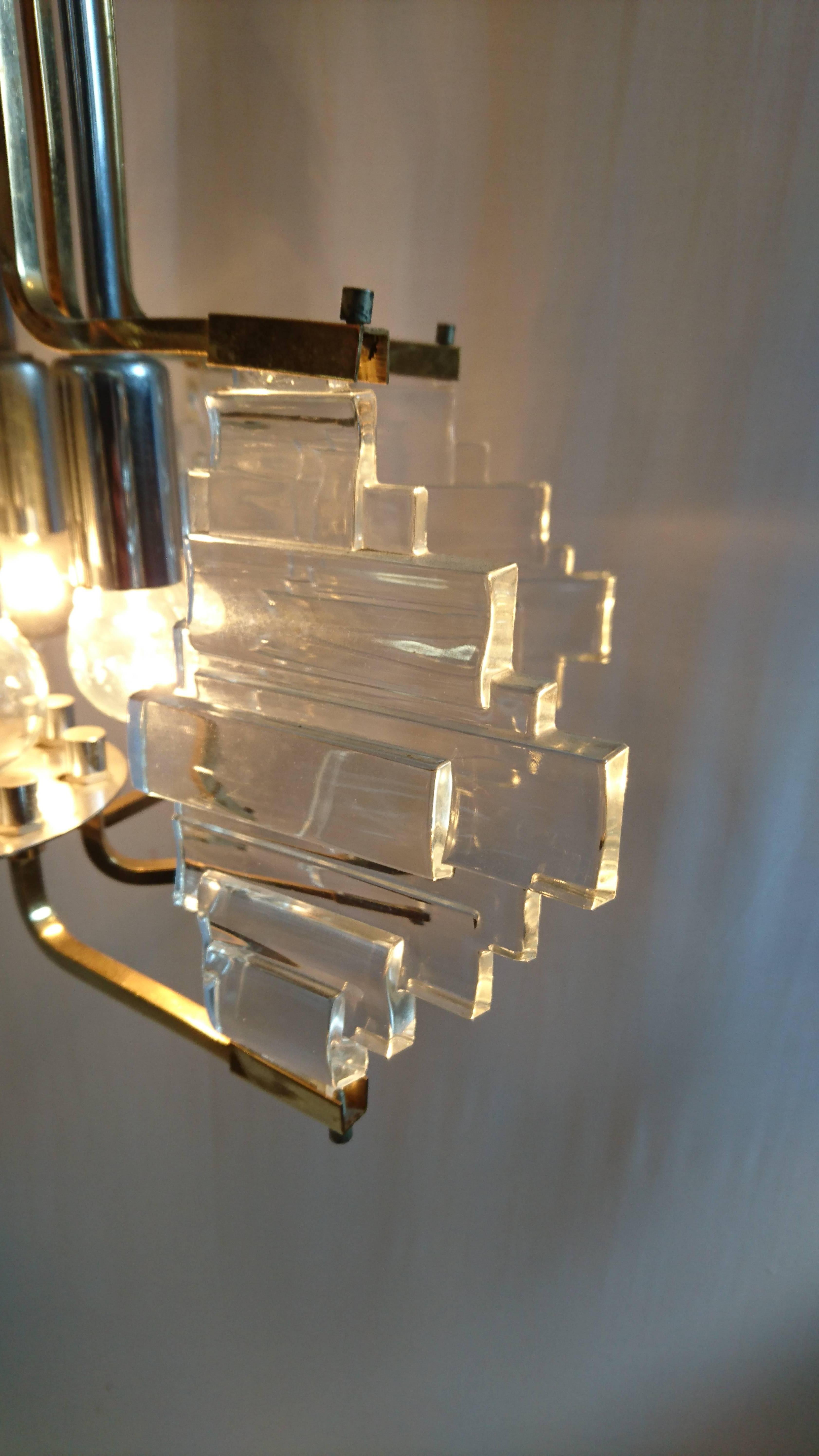 20th Century Chandelier by Sciolari in Brass and Chrome, Italy, 1960