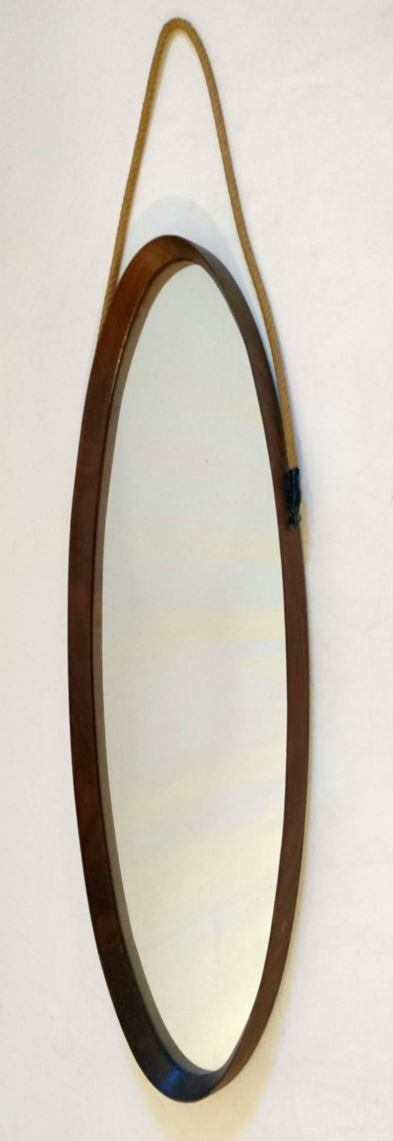 Oval Mirror with Teak Frame by Campo e Graffi, Italy In Excellent Condition In Albano Laziale, Rome/Lazio
