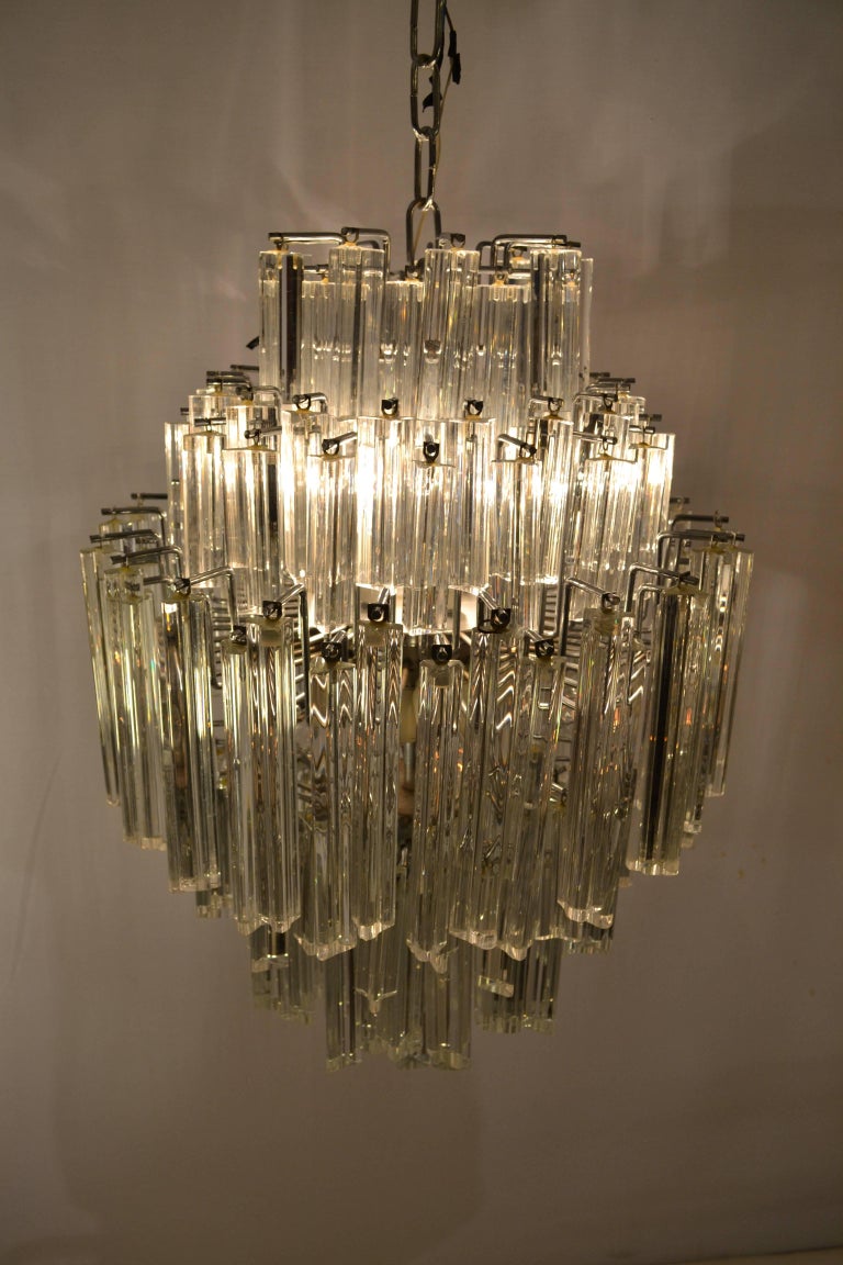 Murano Crystal Chandelier Triedri by Venini, Italy at 1stdibs