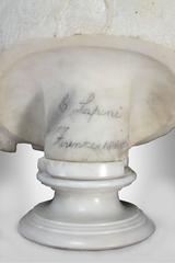 Fine 19th Century Female Bust Sculpted in White Marble, Signed by Cesare Lapini