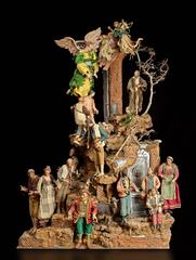 18th Century High Quality Neapolitan Crèche with 20 Figures and Structure