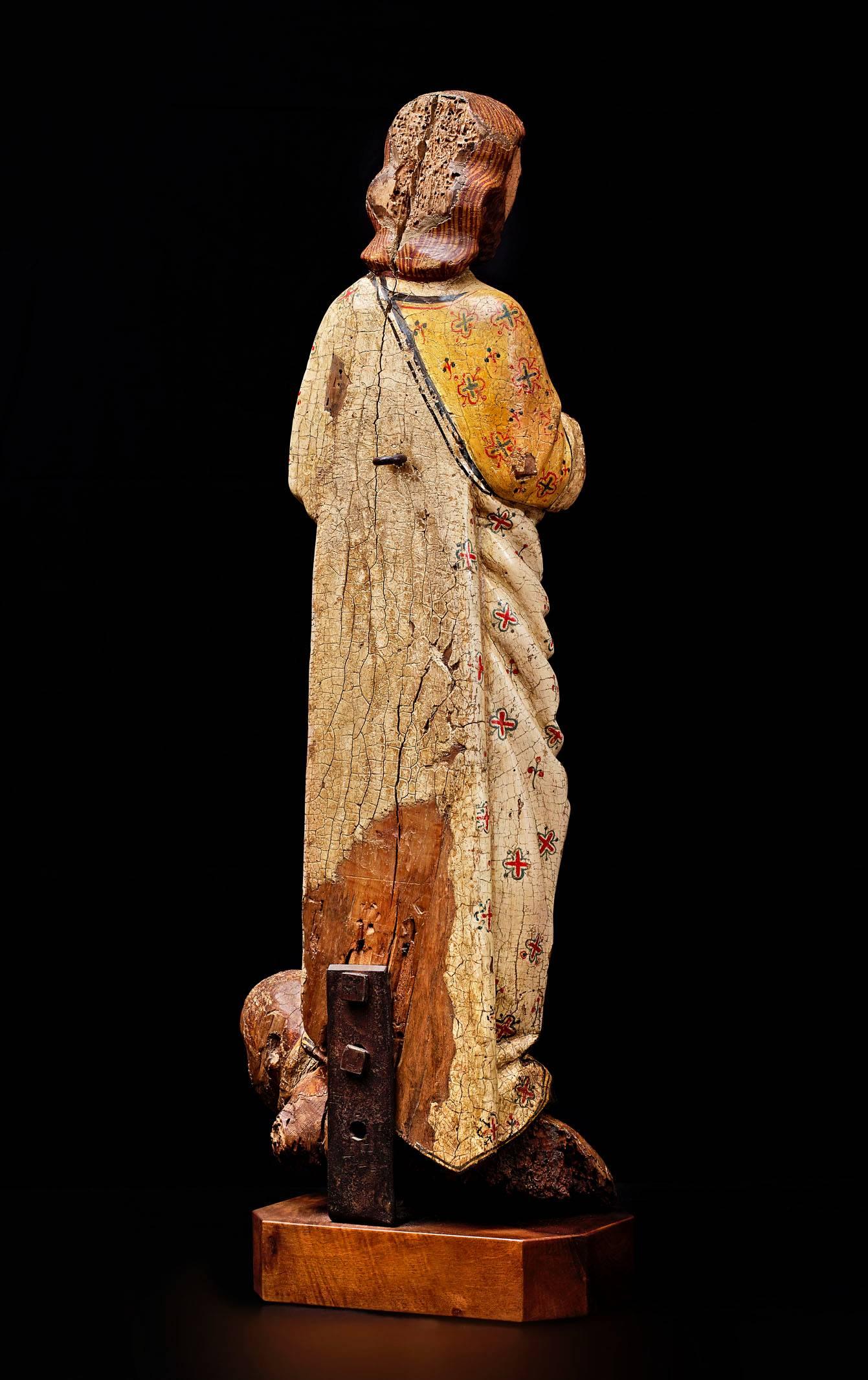 Saint Bartholomew
Spain, Medieval 13th c.
Carved and polychromed wood.
Alt. 68 x 27 x 11 cms.
 