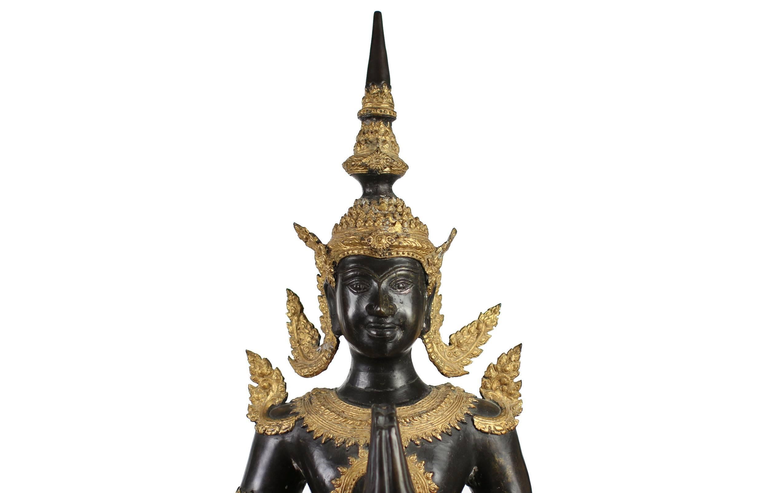 19th Century Pair of Bronze Statues, Temple Guards, Thailand, circa End of 19 Century