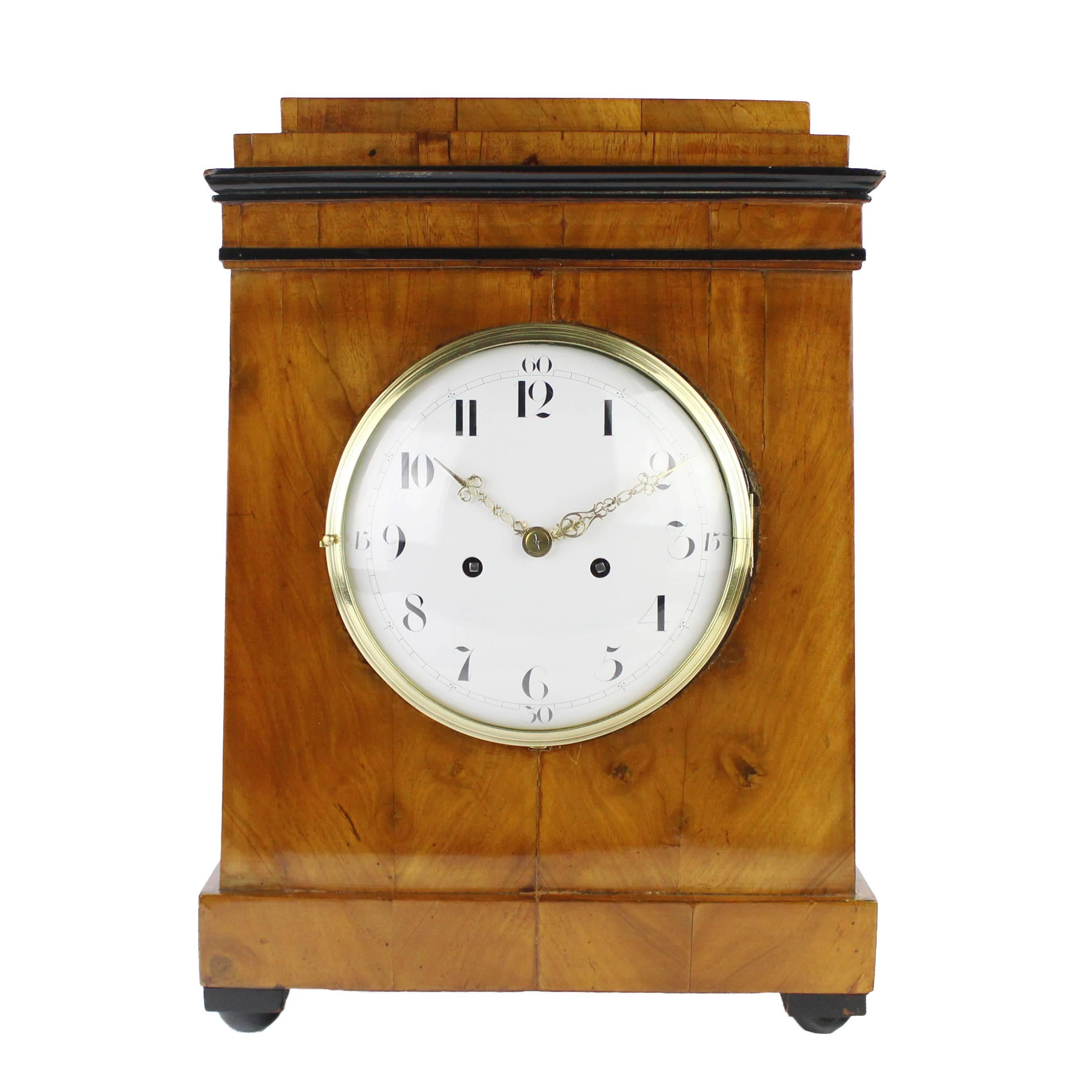 19th Century Biedermeier Period Table/Desk Clock, Enamel Dial